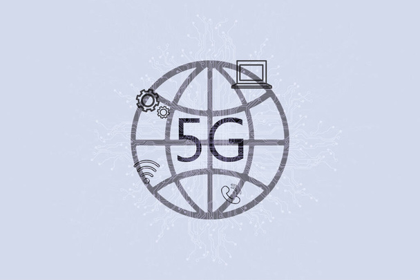 5g internet world wide web internet globe, planeet Wi-Fi en cellulaire communicatie, nieuwe technologieën - Foto, afbeelding