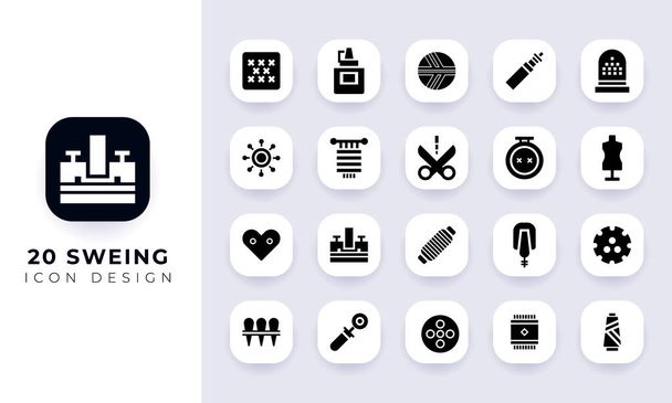 Minimal flat sweing icon pack. In this pack incorporate with twenty different sweing icon. - Vector, Image
