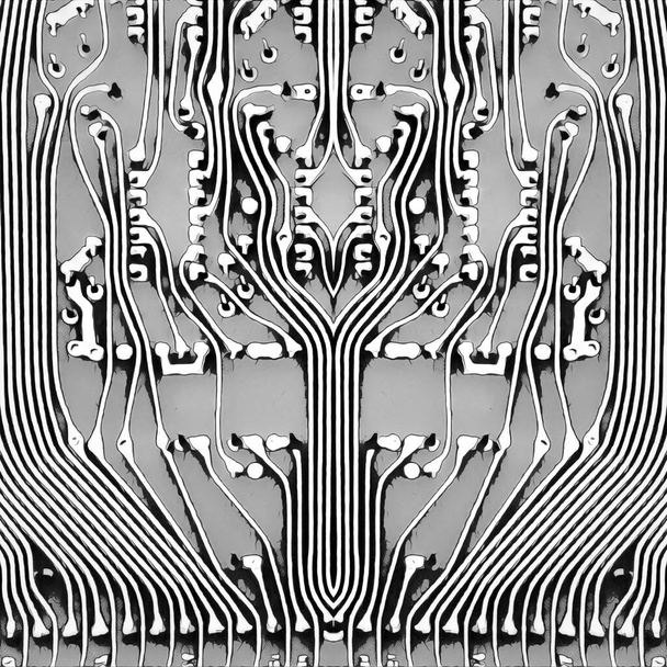 gestileerde computer printplaten vormen patronen en ontwerpen in levendige geel - Foto, afbeelding