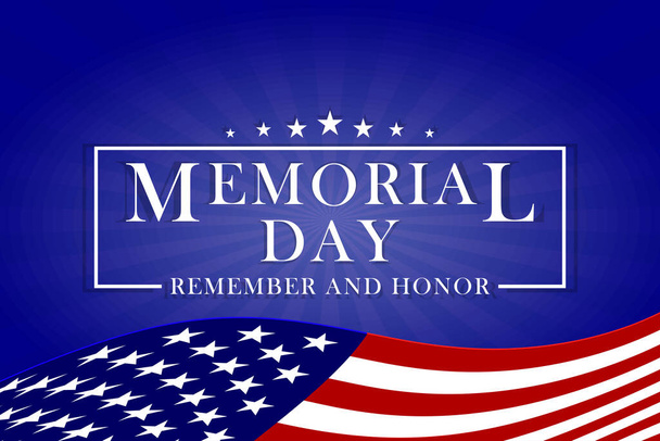 Memorial Day Remember And Honor inscriptie met USA nationale vlag. Achtergrond voor Memorial Day. Vector. - Vector, afbeelding