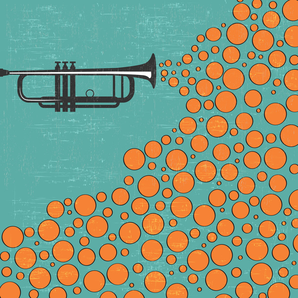 Fundo musical com trompete e bolas
 - Vetor, Imagem