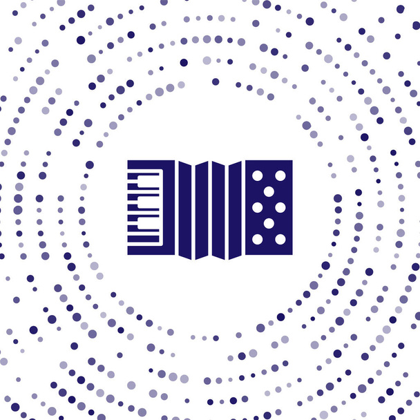 Blue Musical instrument accordion icon isolated on white background. Classical bayan, harmonic. Abstract circle random dots. Vector. - Vector, Image