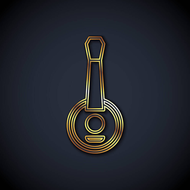 Złota linia ikona Banjo izolowana na czarnym tle. Instrumenty muzyczne. Wektor. - Wektor, obraz