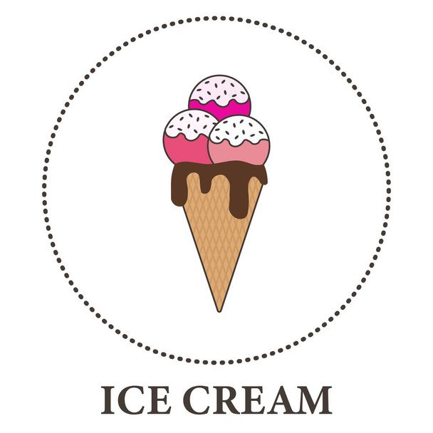 Конус мороженого на белом фоне - векторная иллюстрация - Вектор,изображение