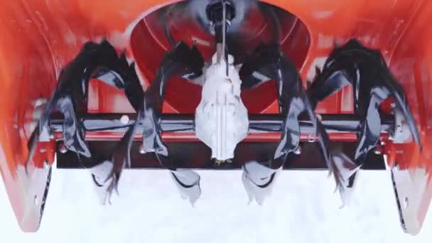 Sneeuwblazer auger rotatie close-up in slow motion - Video