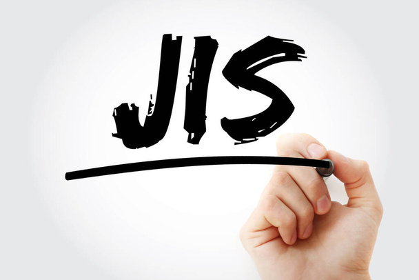 JIS - Just In Sequence acrónimo con marcador, fondo concepto de negocio - Foto, imagen