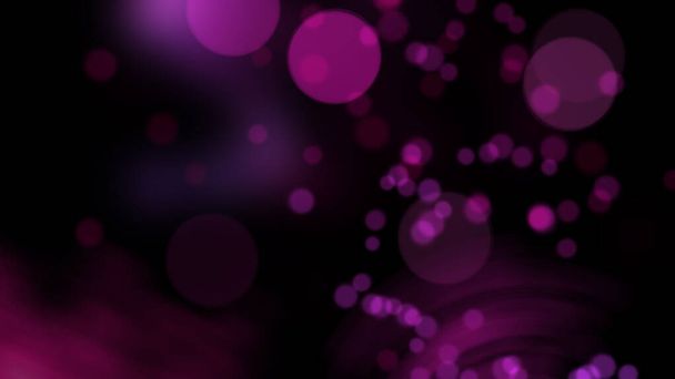 Фиолетовые блуждающие огни в темноте с эффектом боке и туманом, 3D рендеринг, сгенерированный компьютером фон - Фото, изображение