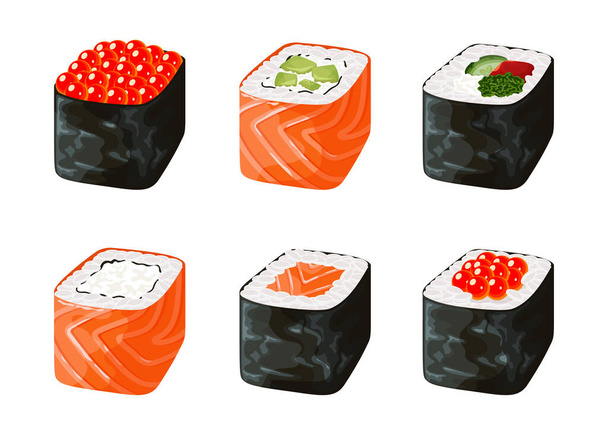 Set de sushi reakistic - Vector, imagen
