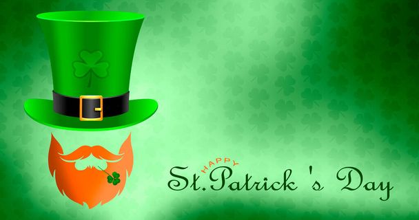 St. Patrick 's Day. Silhouette einer grünen Mütze mit Bart in Großaufnahme - Foto, Bild
