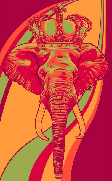 Kopf Elefant König Tier Kunstwerk Vektor Illustration - Vektor, Bild