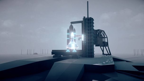 3D, Roket Fırlatma Arenası 'nın Hologramı Uçmaya Hazırlanma Görünümü - Fotoğraf, Görsel