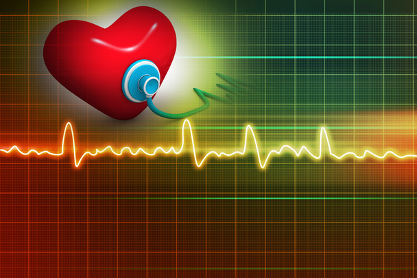 Cardiogramma, amore e stetoscopio su sfondo astratto
 - Foto, immagini