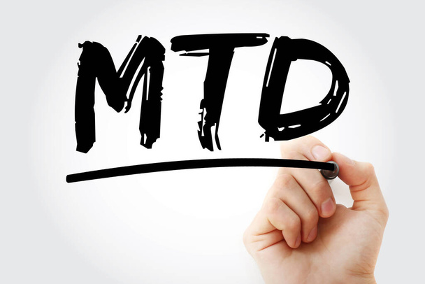 MTD - acrónimo de Month To Date con marcador, fondo de concepto de negocio - Foto, imagen