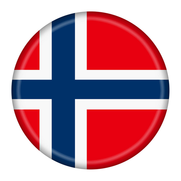 Un drapeau norvégien illustration 3d bouton avec chemin de coupure - Photo, image