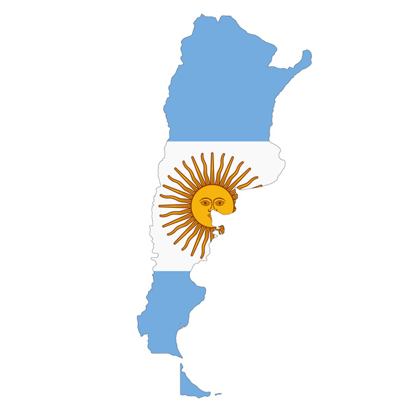 Argentyńska mapa na białym tle ze ścieżką wycinania - Zdjęcie, obraz