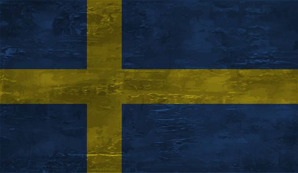 Σημαία Σουηδίας με κυματιστή υφή grunge. Ιστορικό διανύσματος. - Διάνυσμα, εικόνα