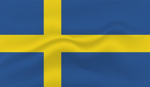 Шведський прапор з махаючи текстурою гранджу. Векторний фон. - Вектор, зображення