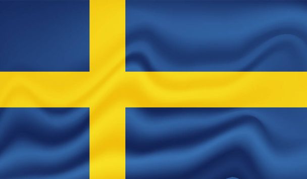 Шведський прапор з махаючи текстурою гранджу. Векторний фон. - Вектор, зображення