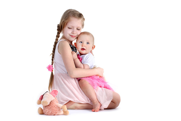 Adorable little two sisters 8 year and 11 month old - Valokuva, kuva