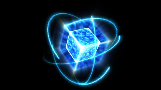 mistero blu scuro onda cubo vuoto core energia superficie e atomo in movimento da energia infinito - Filmati, video