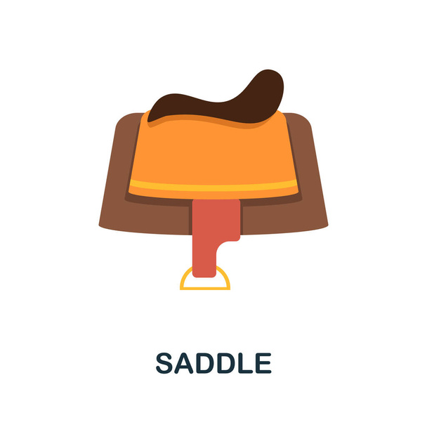 Saddle flat icon. Color simple element from wild west collection. Creative Saddle icon for web design, templates, infographics and more - Vector, Image