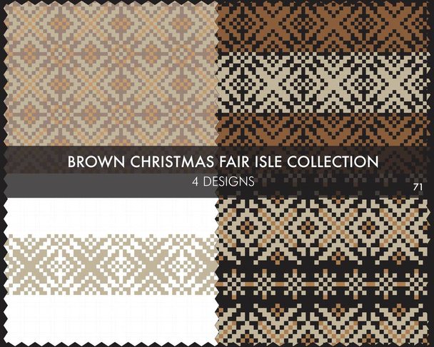 Brown Christmas Fair wysepka wzór kolekcja zawiera 4 próbki wzornictwa dla tekstyliów mody, dzianiny i grafiki - Wektor, obraz