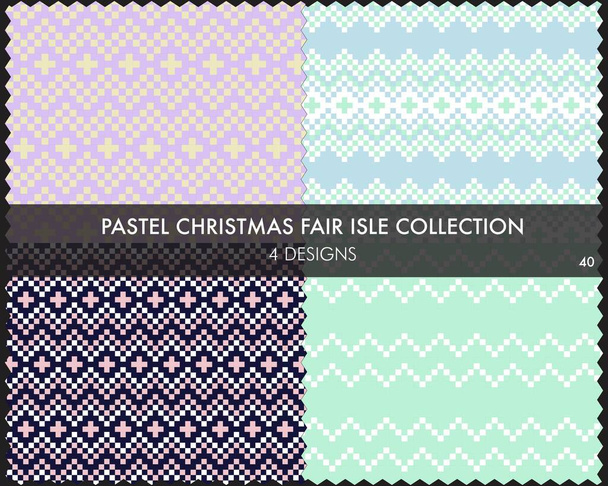 Pastel Noel panayır desenleri koleksiyonu moda tekstil, örgü ve grafikleri için 4 tasarım kumaşı içerir - Vektör, Görsel