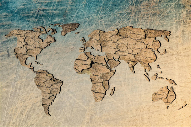Ruwweg geschetste wereldkaart met witte achtergrond - Foto, afbeelding