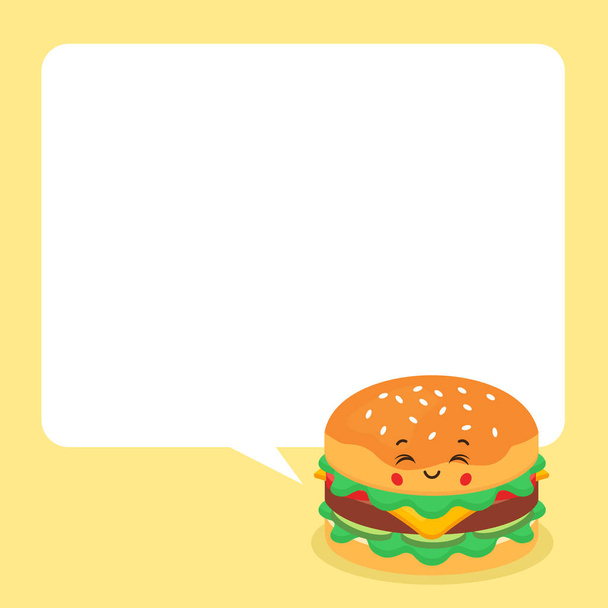Leuke hamburger met spraakbubbels - Vector, afbeelding