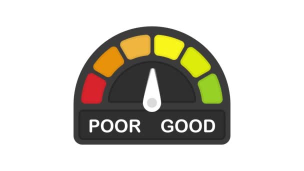 Risk poor good speedometer icon or sign of different colors with black arrow. Motion graphic. - Footage, Video