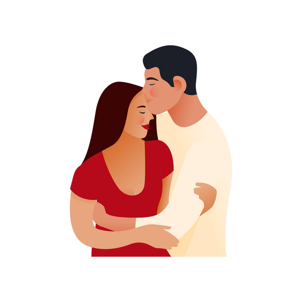 Couple Embrace Each Other. Modern Flat Vector Illustration. Social Media Ads. - Vector, Image