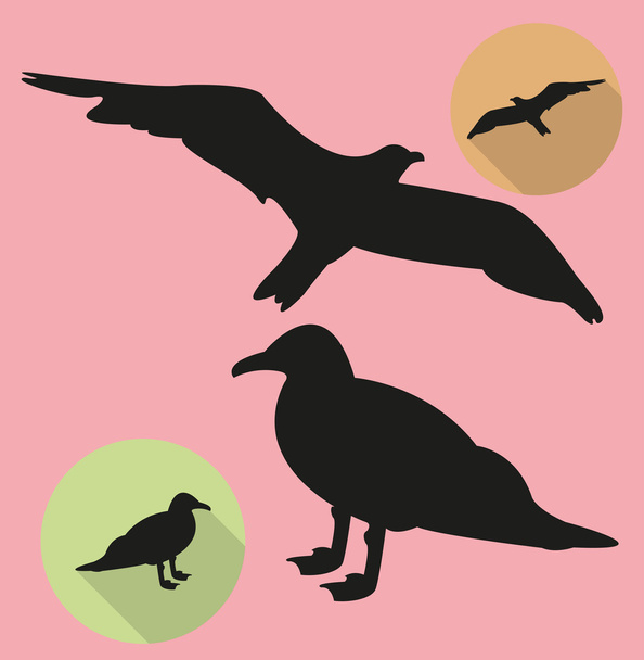 Seagulls silhouettes - Vector, Image