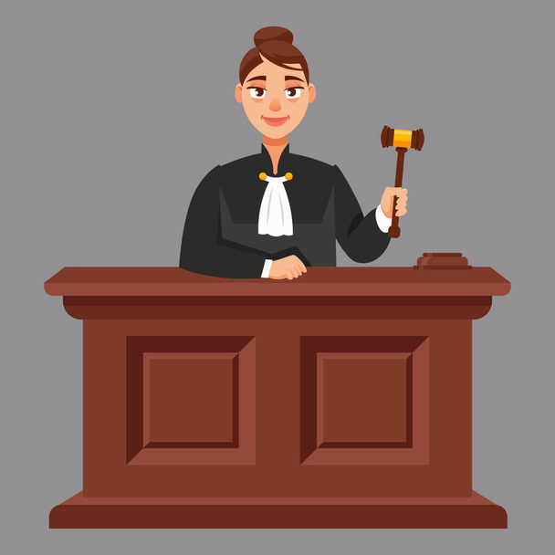 Γυναίκα δικαστής σε στυλ κινουμένων σχεδίων. - Διάνυσμα, εικόνα