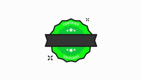 ISO 31000 Gecertificeerde badge Gecertificeerde groene Stempel pictogram in vlakke stijl op witte achtergrond. Bewegingsgrafiek. - Video