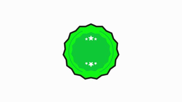 Icono de sello verde de insignia recomendado en estilo plano sobre fondo blanco. Gráfico de movimiento. - Imágenes, Vídeo