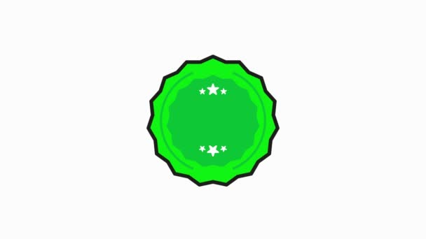 Producto Natural Insignia orgánica verde Icono de sello en estilo plano sobre fondo blanco. Gráfico de movimiento. - Metraje, vídeo