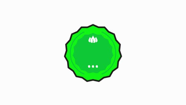 100% BIO organikus természet jelvény zöld Bélyegző ikon lapos stílusban, fehér alapon. Mozgókép. - Felvétel, videó