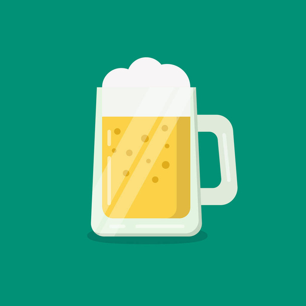 Чашка пива ізольована на зеленому фоні. Плоска векторна ілюстрація
 - Вектор, зображення