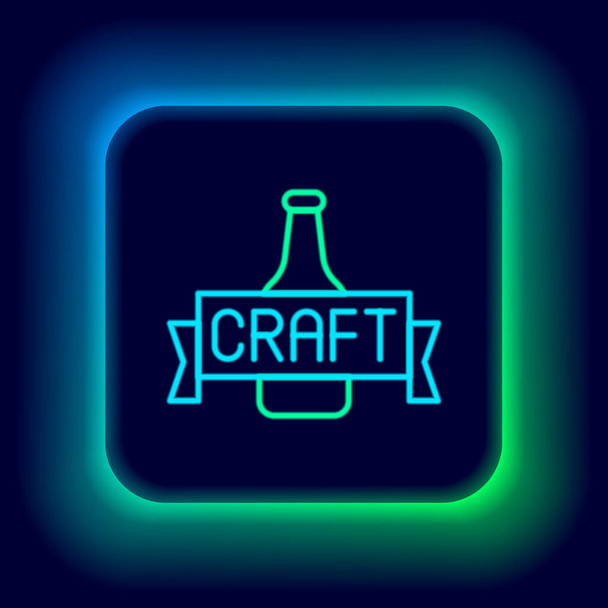 Glowing neon line Beer bottle icon isolated on black background. Colorful outline concept. Vector - Vector, Image