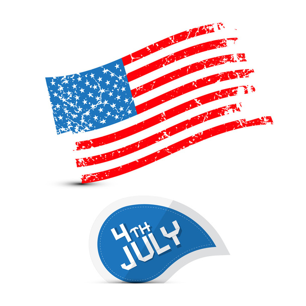 amerykańską flagę - brudne, guma - 4 lipca symbol wektor - Wektor, obraz