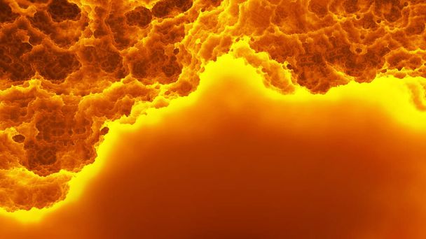 Ilustração 3d. Cofre fundido, tecto da caverna, vulcânico, vermelho ardente - Foto, Imagem
