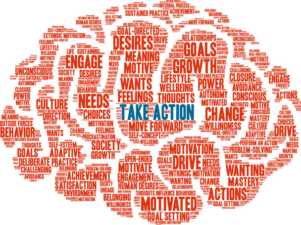 Take Action word cloud on a white background.  - Vektor, obrázek