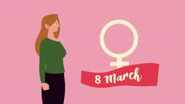щаслива жіноча денна листівка з дівчиною та жіночим гендерним символом
 - Кадри, відео