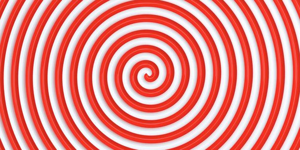 Red white round abstract spiral background. Spiral in retro pop art style. 3d illustration - Photo, Image