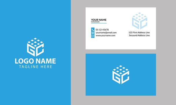 Дизайн логотипу Cube GC. Нерухомість і будівництво GC Дизайн логотипу з візитною карткою
 - Вектор, зображення