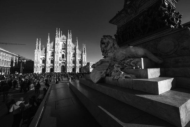 Vittorio Emanuele II monument in Piazza Duomo, Milan - Photo, Image
