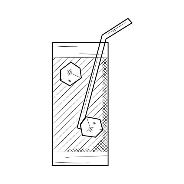 ποτό γυαλί με άχυρο, στυλ σκίτσο - Διάνυσμα, εικόνα