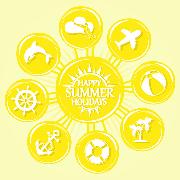 Sun and summer icons - Vetor, Imagem