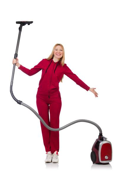 Woman with vacuum cleaner - Foto, afbeelding