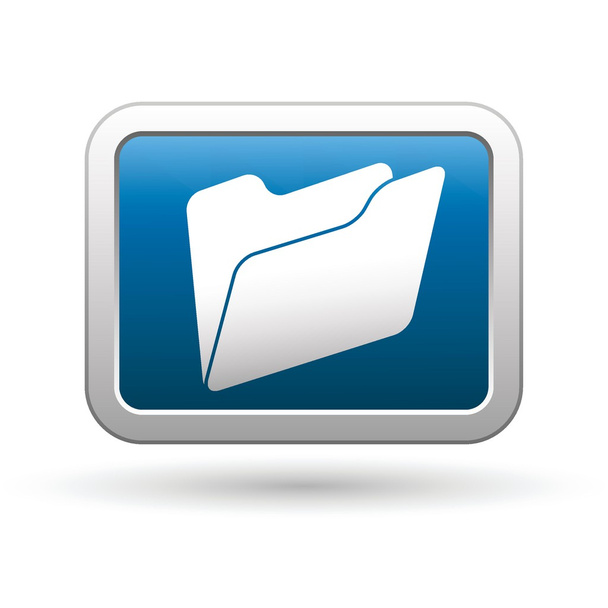 Folder icon on the blue with silver rectangular button - Vetor, Imagem